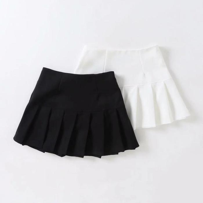 Sexy Black White Pleated Tenny Skirts Women High Waist Tennis Skorts Korean Fashion A-line skirt Summer Mini Tenis Skirt 2020