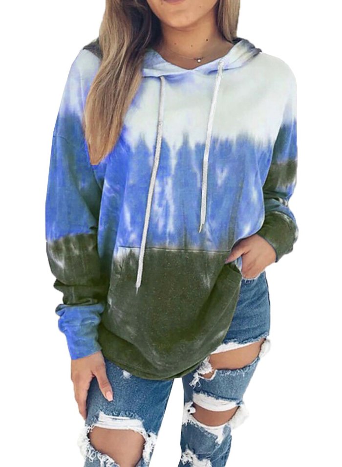 Casual Gradient Color Long Sleeve Hoodie