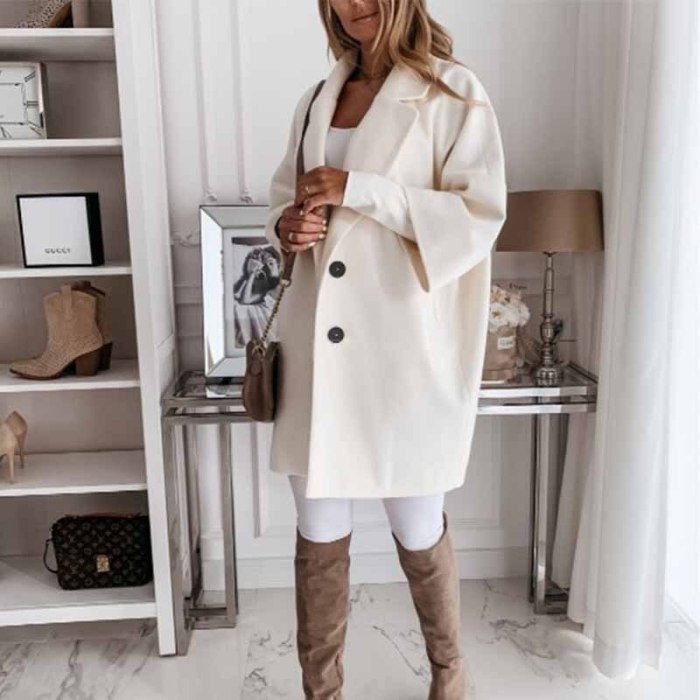 Winter Women Autumn Thin Coat Warm Long Sleeve Turn Down Collar Outwear Women Jackets Casual Solid Button Loosse Overcoat