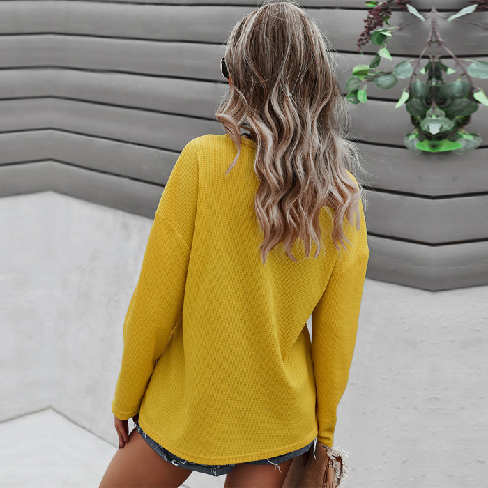 2021 New Autumn Winter Knitted Sweatshirts Women Casual Solid Color Long Sleeve Pullovers Top Ladies Sweatshirts Outwear