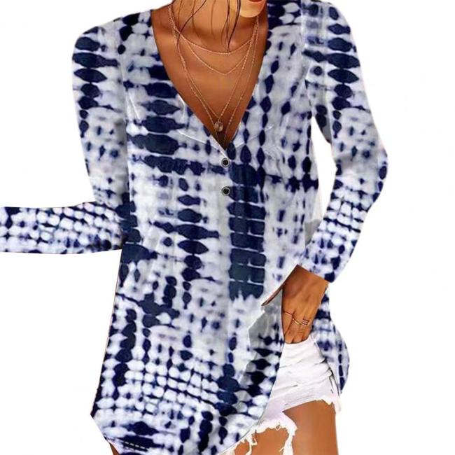 Fall Women Deep V Neck Tops Long Sleeve Casual Beach Flower Print Loose Shirt Female Hollow Out Oversized 4XL Blouse Streetwear