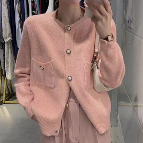 2021 spring and autumn new Korean version loose wild long-sleeved shirt sweater jacket women lazy wool knitted cardigan
