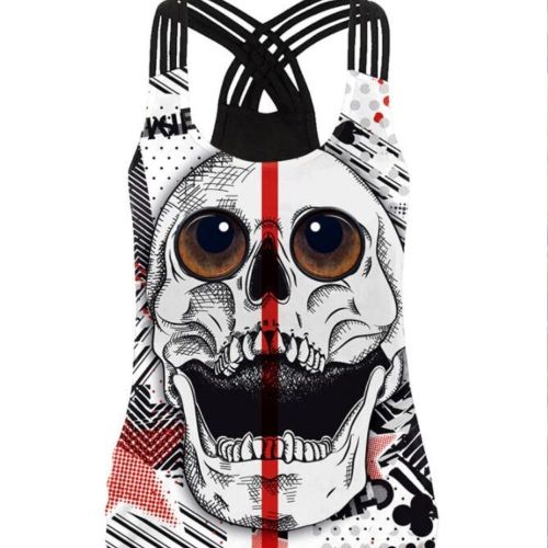 2021 New Halloween Tank Top for Women Summer Sexy Sling Vest Sleeveless Tops Shirt Gothic 3D Printed Elastic Costume