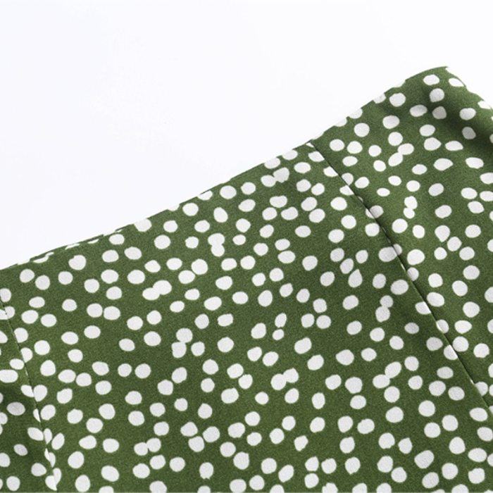 Summer Women'S Casual Polka Dot Print High Waist Split Skirt
