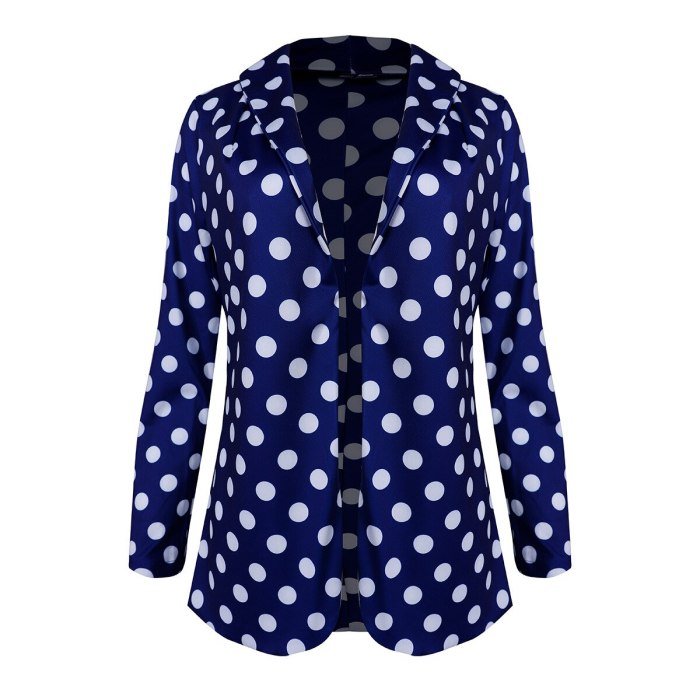 Brand Autumn Women Blazers Fashion Office Lady Thin Polka Dot Print Jacket Long Sleeve Button Slim Suit Female Business Coat