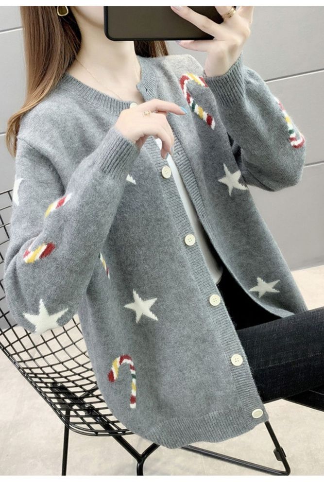 O-neck Fashion Knitted Women Cardigan Long Sleeve Open Stitch Female Knitwear Sweaters With Button Elastic Cardigans Femme