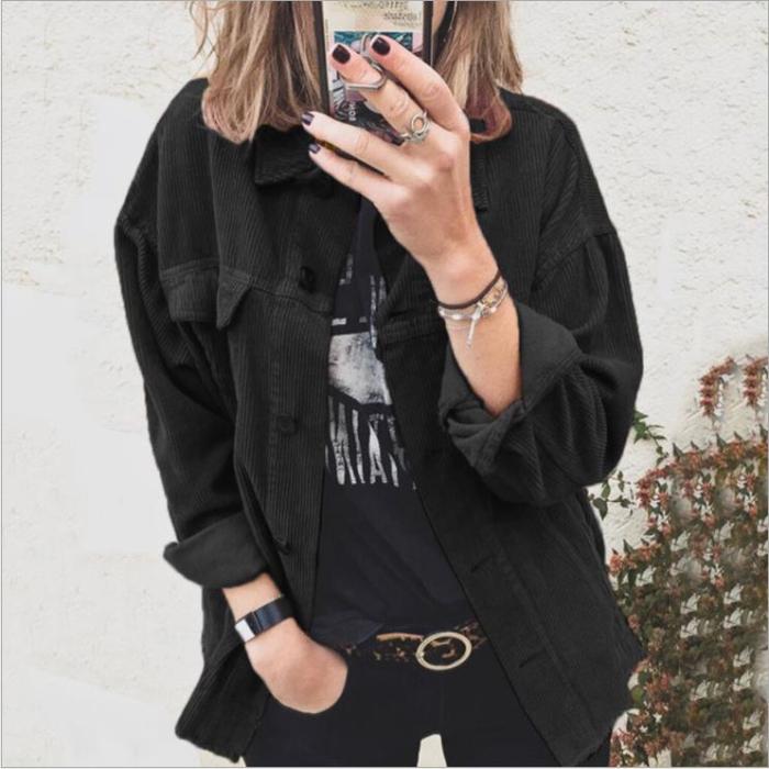 Vintage Long Sleeve Shirts Spring and Autumn Women Solid Blouse Warm Corduroy Blouses Tops Women's Shirt Jacket Female Outerwear