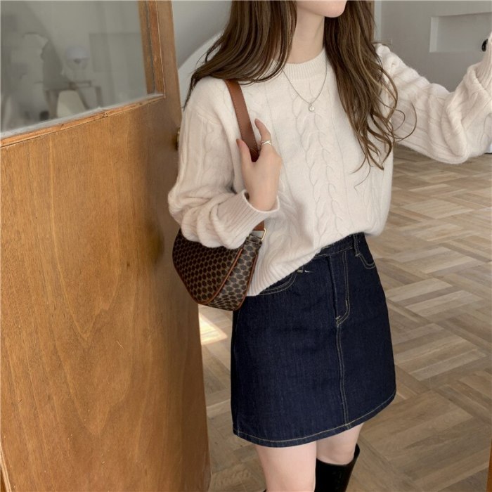 Sweater ladies spring and autumn western style loose top 2021 new pullover sweater all-match casual top