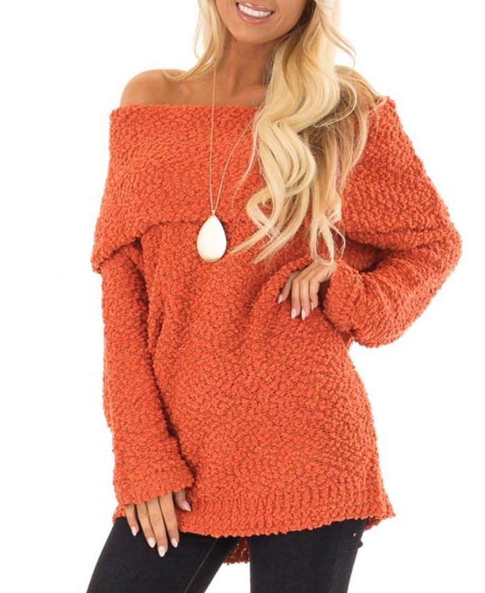 Elegant Off Shoulder Hairy Sweater