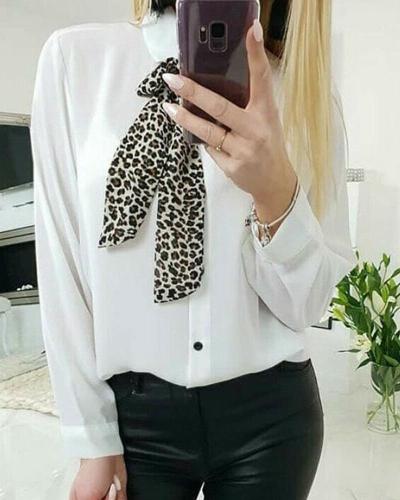 Tie Neck Button Down Blouse