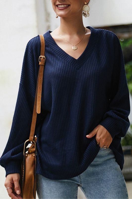 Autumn Sexy V Neck Loose Knitted Sweater Women Oversized Lantern Long Sleeve Pullover Sweaters Lady Knitting Jumper