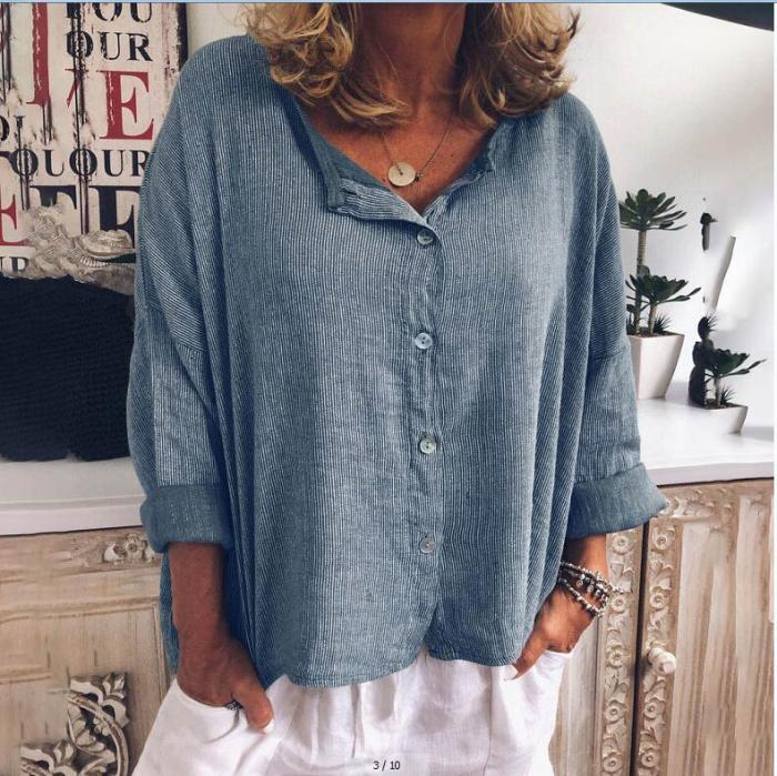 Women Long Sleeve hot style loose long-sleeved shirts Button Cardigan Shirt Blouse Tunic