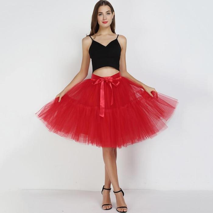 Petticoat 5 Layers 60cm Tutu Tulle Skirt Vintage Midi Pleated Skirts Womens Lolita Bridesmaid Wedding faldas Mujer saias jupe