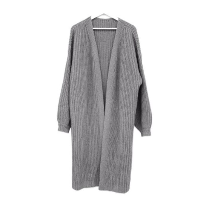 Women Casual Long Knitted Cardigan Tops Vintage Loose Sweater Coat Black Color Oversized Jumper Korean Fashion Retro Clothes