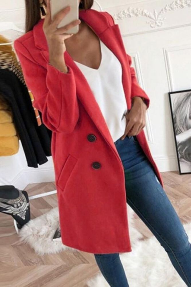 Women Plus Size Overcoats Autumn Winter Long Sleeve Casual Oversize Outwear Jackets Coat