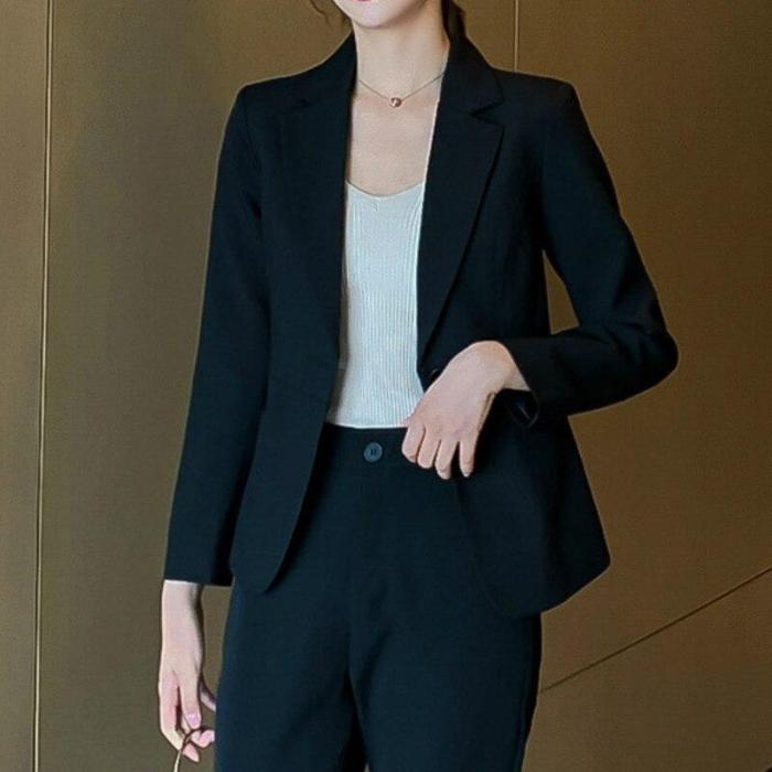Short Slim-Fit Single Button Jacket Women Blazer Office Coat Korean Suit Female Office Blazers Ladies Tops Blazers Mulheres