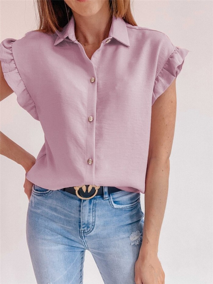 Blouses Women's Shirt Women's Blouse Summer Top Single-Breasted Turn-down Collar Sleeveless Shirt Chemise Femme Blusas Y Camisas
