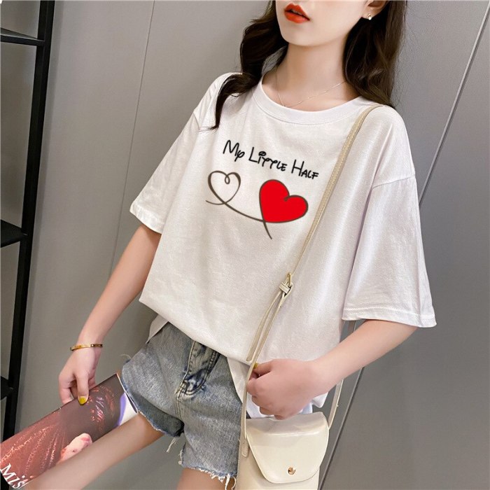 2021 new summer pure cotton ladies short-sleeved t-shirt maternity wear loose plus size women's French retro trendy ladies tops