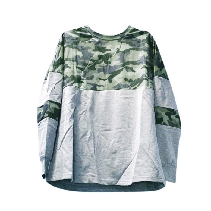 European and American autumn and winter hot round neck long sleeve camouflage stitching casual loose clothes women