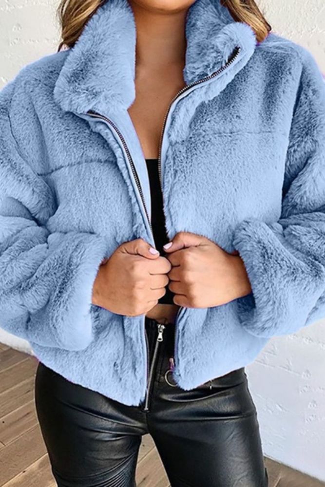 Oversize Faux Fur Coat Zipper Mink Coats Women 2021 Autumn Winter Fluffy Tops Thick Warm Short Fur Jacket Coats Manteau Femme