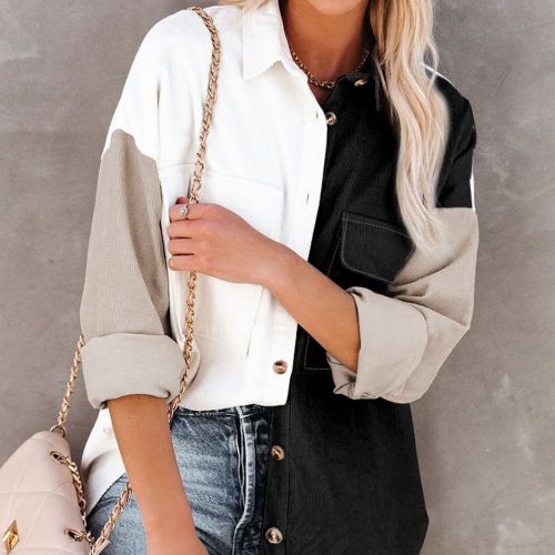 Dropshipping Shirts for Women Long Sleeve Solid Color Corduroy Fabric Women Top and Blouses Fashion Elegant Casual Office Shirt