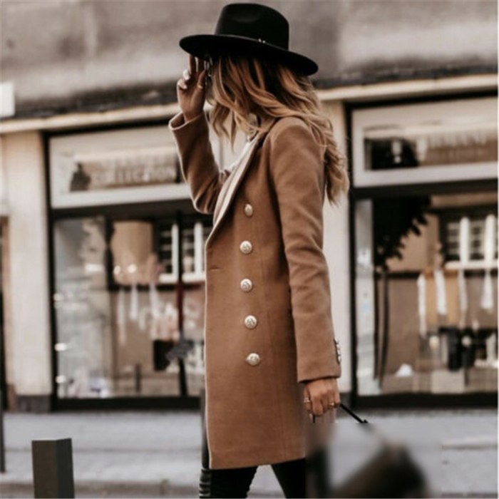 Women Warm Woolen Lapel Long Coat Blazer Suit Trench Parka Jacket Formal Outwear