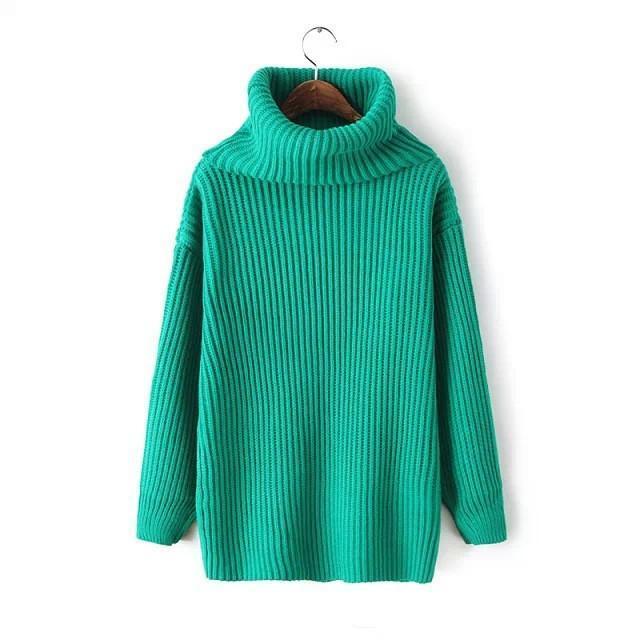 Lapel Pullover Loose High Collar Solid Sweater