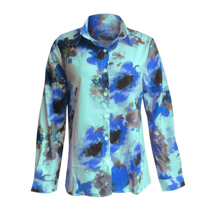 top shirt blouse autumn streetwear fashion new Women's Casual Floral Print Shirts Thermal Crewneck Long Sleeve T-Shirts Loose