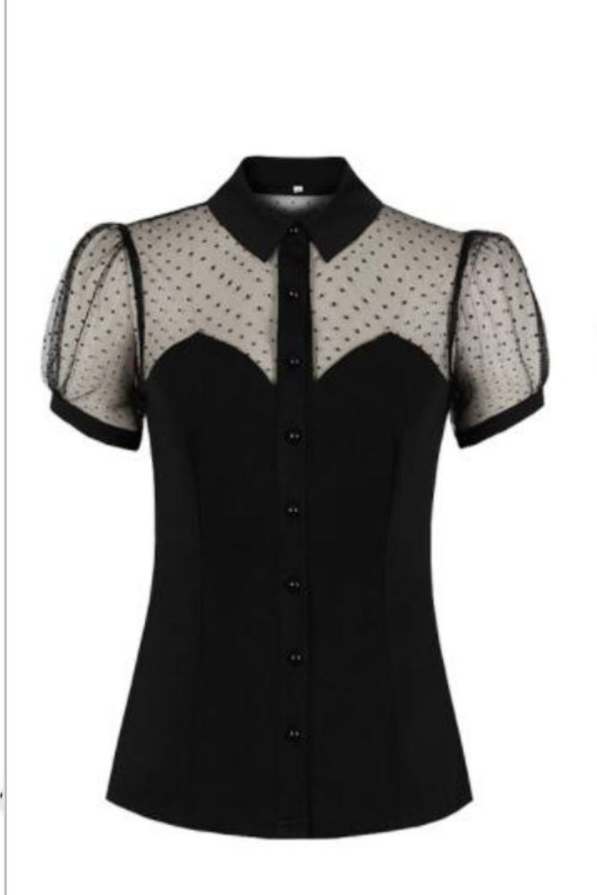 Casual Lace See Through Short Sleeve Button Top Women's Fashion High Quality Little Sexy Vintage Women Woman T-shirts