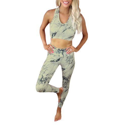 Women Summer Tie Dye Print Two Piece Sets Sleeveless Sexy Short Tank Tops + Pencil Trousers Set Gradient Leisure Sport Outfits