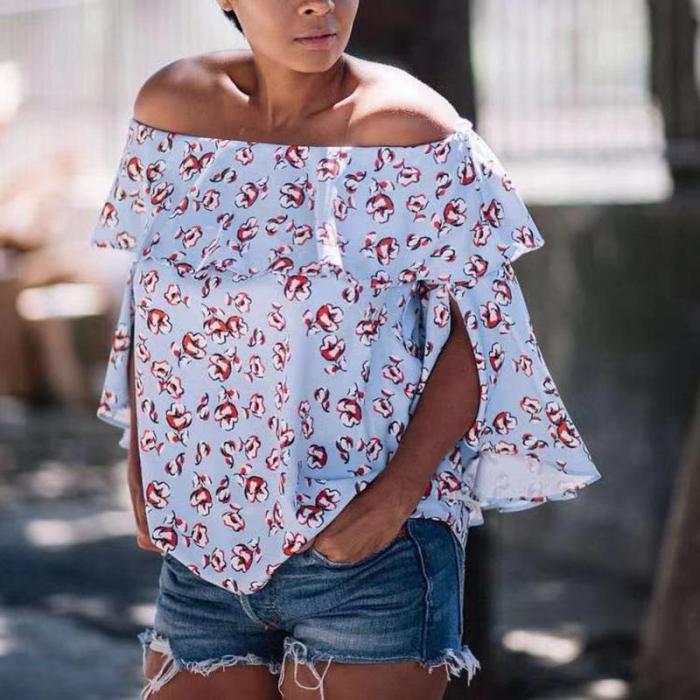 Fashion Womens One-neck Print Shirt