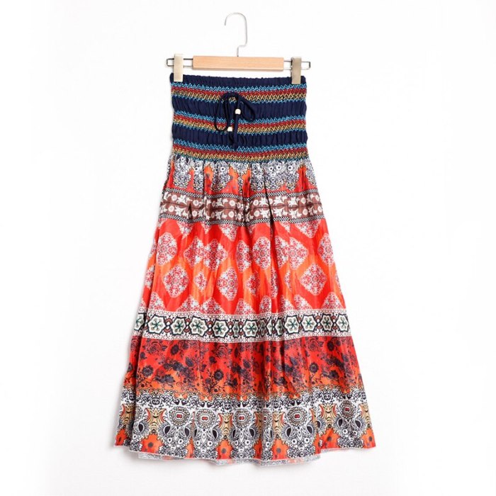 Boho Floral A-line Women's Maxi Skirt Elastic High Waist Sashes Vintage Pleated Womens Skirts 2020 Summer Fashion Clothes Female