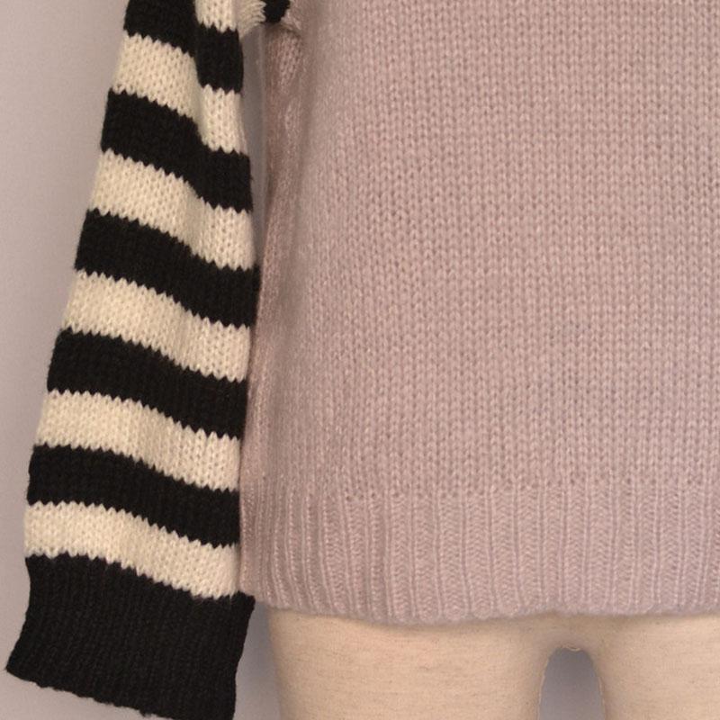 Turtleneck Striped Sleeve Knitted Sweater
