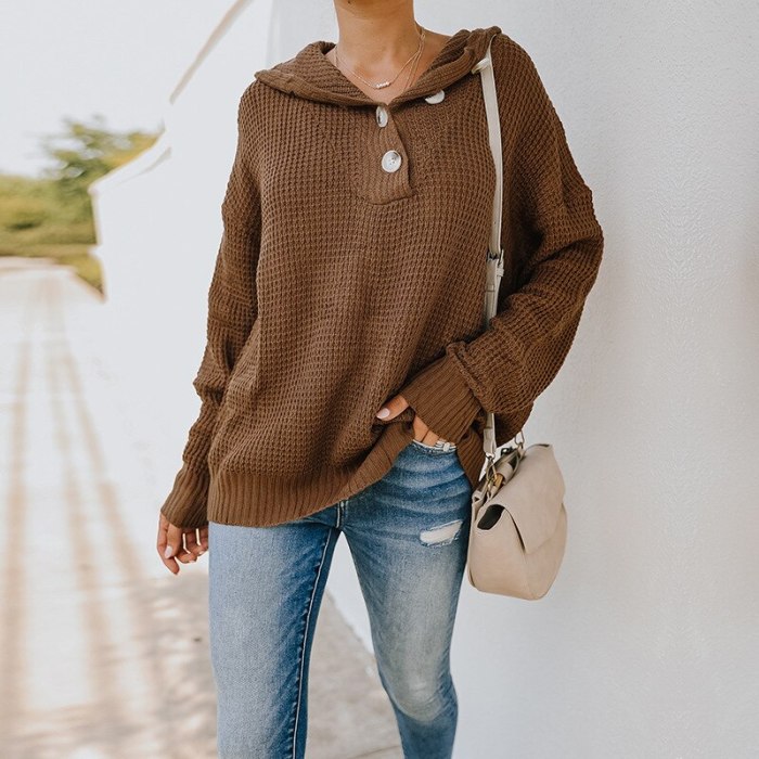 Women's Sweater Elegant Button V-Neck Pullover Women Casual Long Sleeve Ladies Sweater Autumn Winter Office Lady Fashion Loose