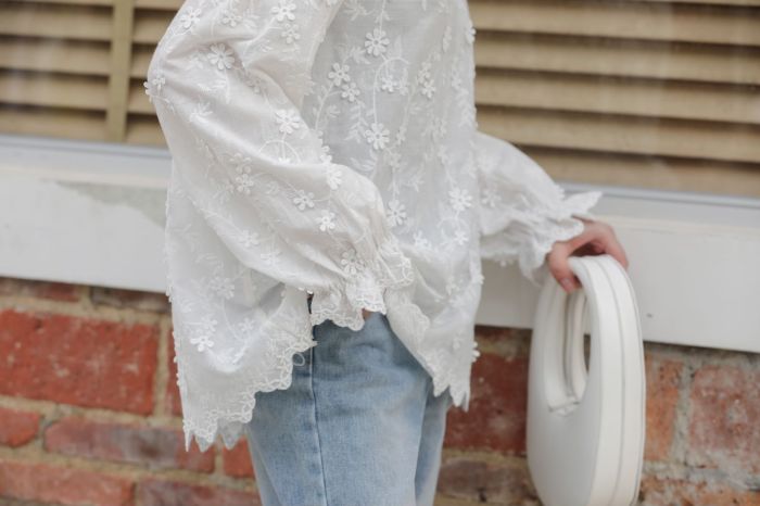 Women's Blouse Embroidery Flowers Elegant Shirts