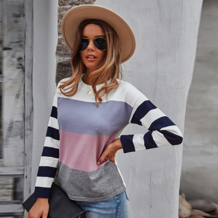 Knitwear 2022 Striped Sweater Thick Thermal Jumper Loose Waist Knitted Jersey Long Sleeve Cozy Knit Pullover Sweatshirt