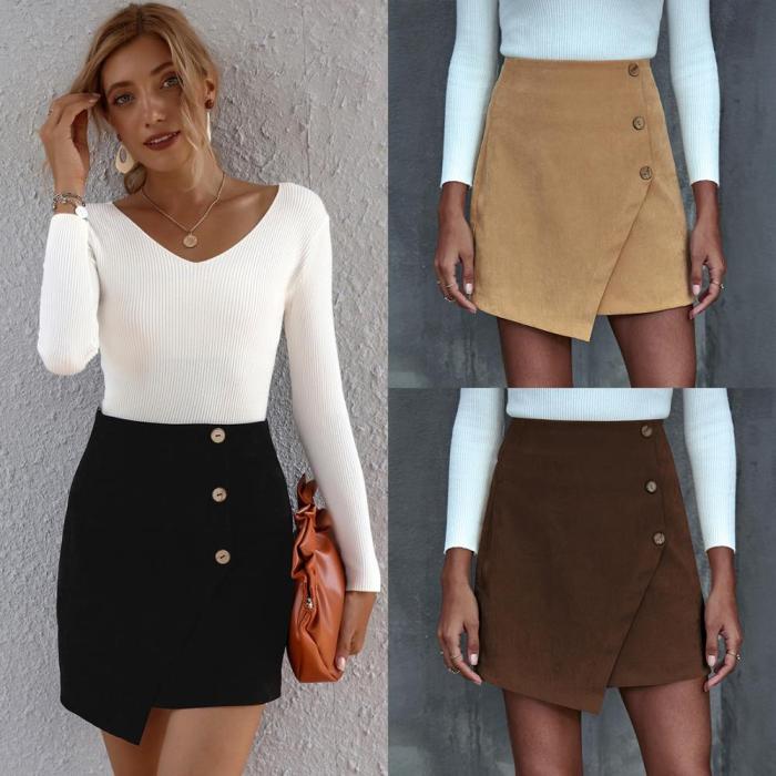 Women High Waist Solid Color Mini Skirt 2020 Autumn Female Fashion Slim A-Line Above Knee Female Short Skirt