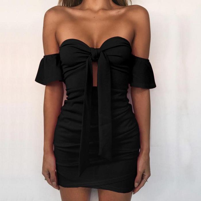 Sexy Strapless Lace-Up Tube Top Hip Mini Dress