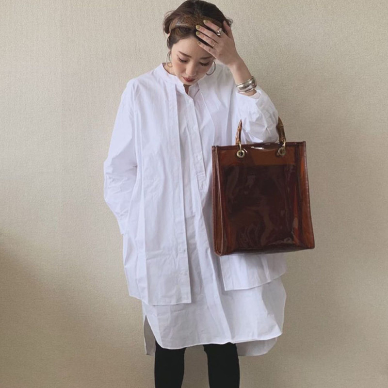 Korean Fashion Women Blouse 2021 Spring Summer Long Sleeve Fake Two Piece Patchwork Pullover Loose White Shirts Female Tops