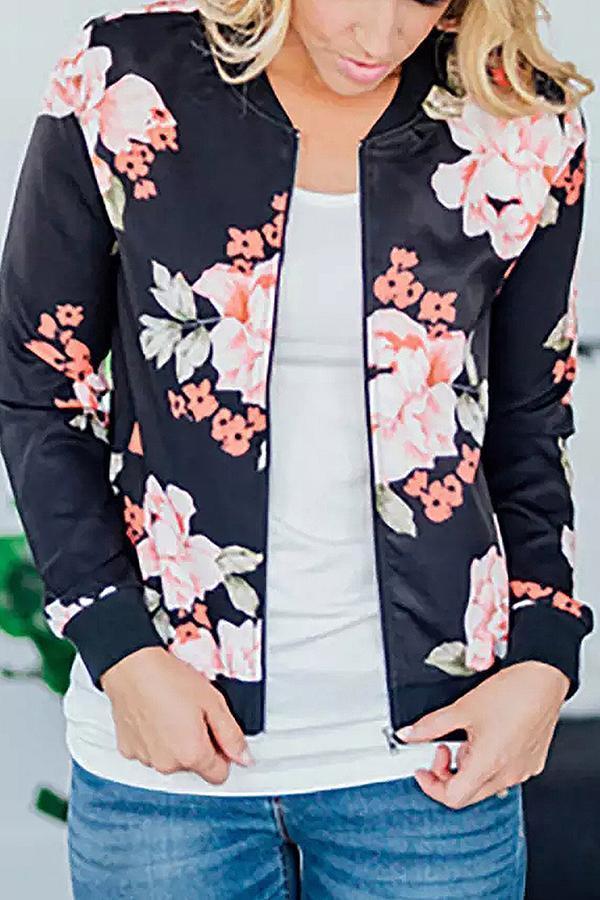 Fashion Casual Printed Bomber Jacket Loose Overcoat