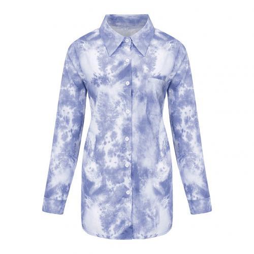 Fashion Women Long Sleeve Turn Down Collar Pocket Tie Dye Office Shirt Blouse Women Hot Sale Button Basic Blouses Fashion tops