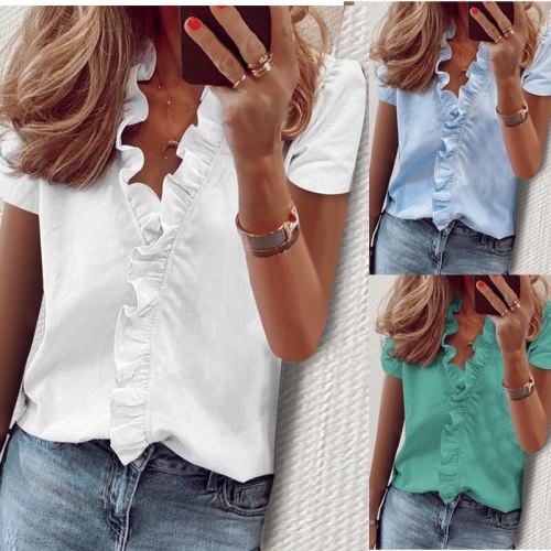 2021 Plus Size Blouse Women New Elegant Streetwear Womens Tops and Blouses Ladies Top Tee White Shirts Short Sleeve