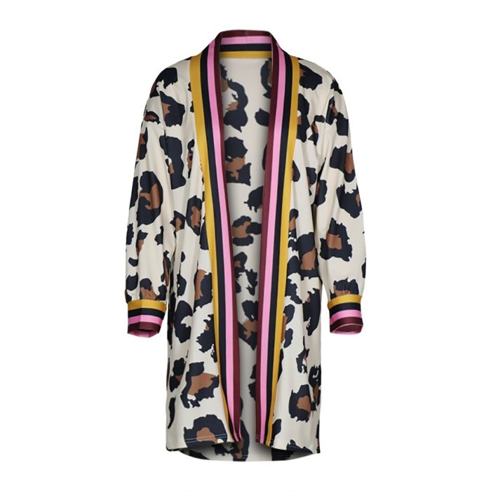 Women V Neck Long Sleeve Leopard Print Cardigan Coat Casual Blouse Tops Blusas Mujer De Moda 2020 Crop Top Vintage Plus Size