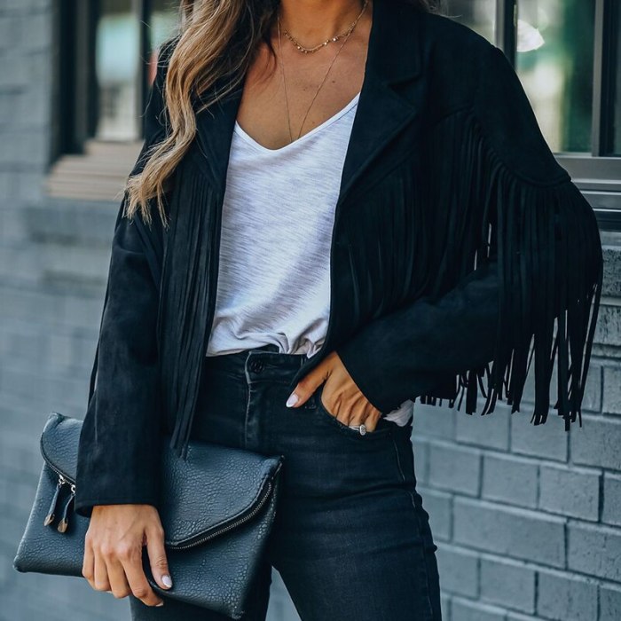 Faux Suede Jacket Women's Motorcycle Lapel Handsome Jacket Fall 2021 Ladies Solid Fringed Short Coat Women Jackets