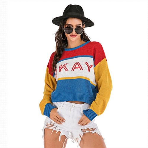 Woman Sweaters Women Pull Femme Oversized Sweater Jersey Mujer Patchwork Dropshipping Streetwear