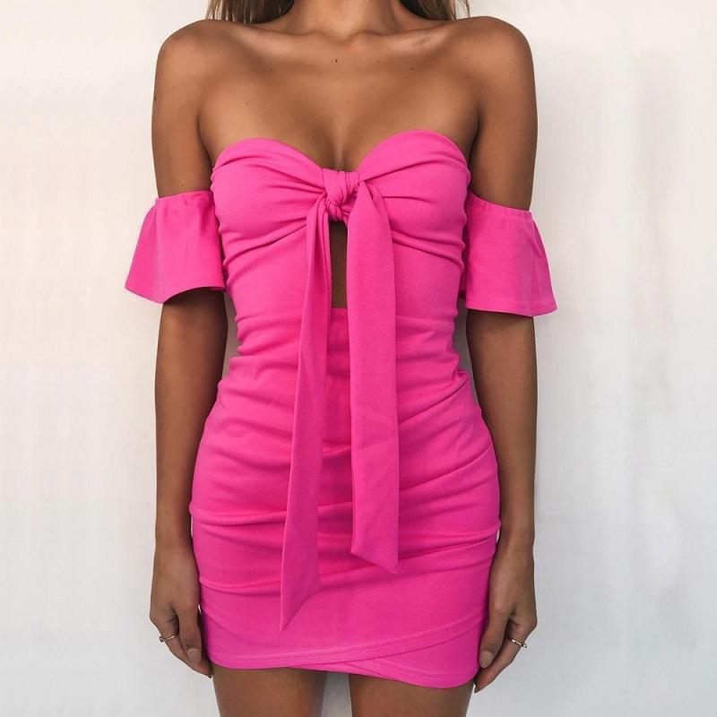 Sexy Strapless Lace-Up Tube Top Hip Mini Dress