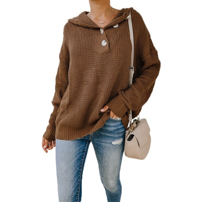 Women's Sweater Elegant Button V-Neck Pullover Women Casual Long Sleeve Ladies Sweater Autumn Winter Office Lady Fashion Loose