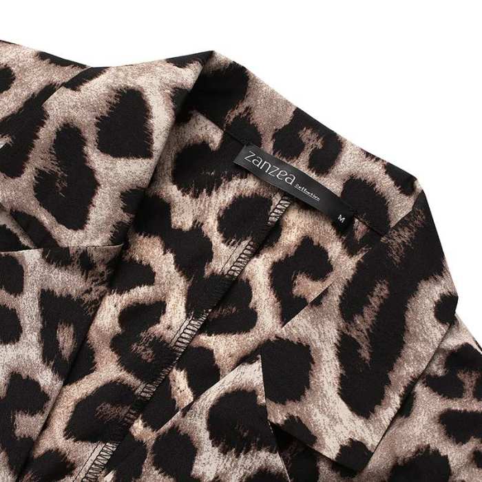 2021 Women Blazer Fashion Ladies Office Suits Spring Autumn Female Leopard Lapel Coat Single Button Outwear