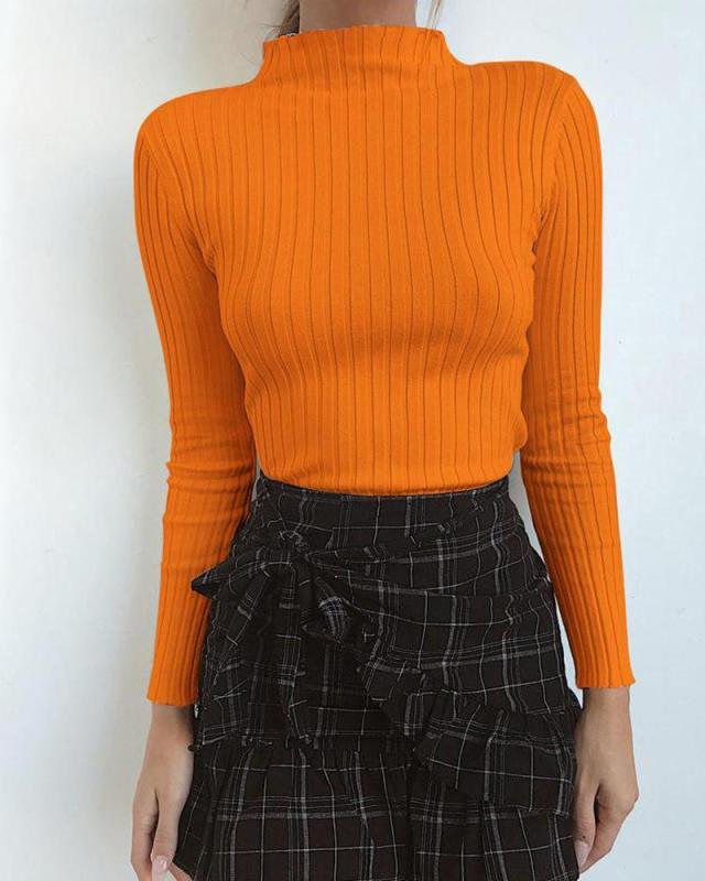 Mock Neck Rib Top