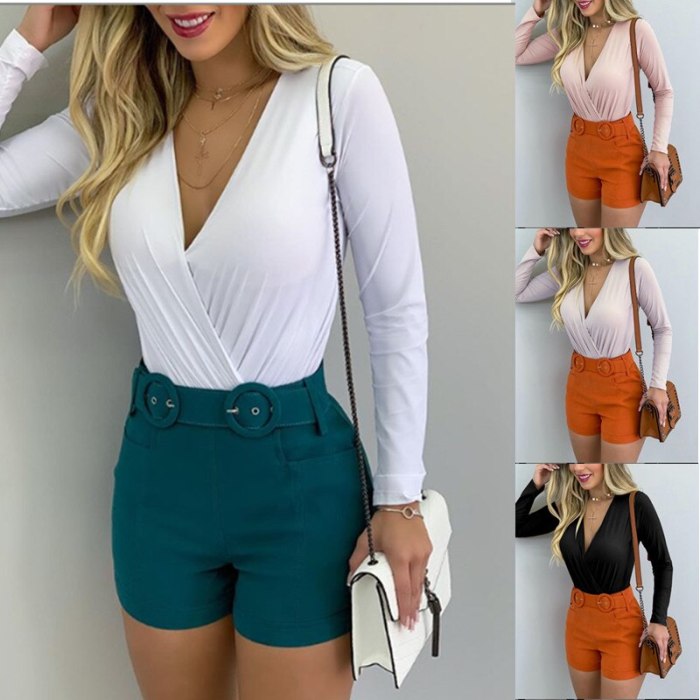 Long-Sleeved Ladies Shirt For Women Tops Spring Fall New Sexy Casual Solid V-neck Elegant Qualities OL Office Lady Plus Size